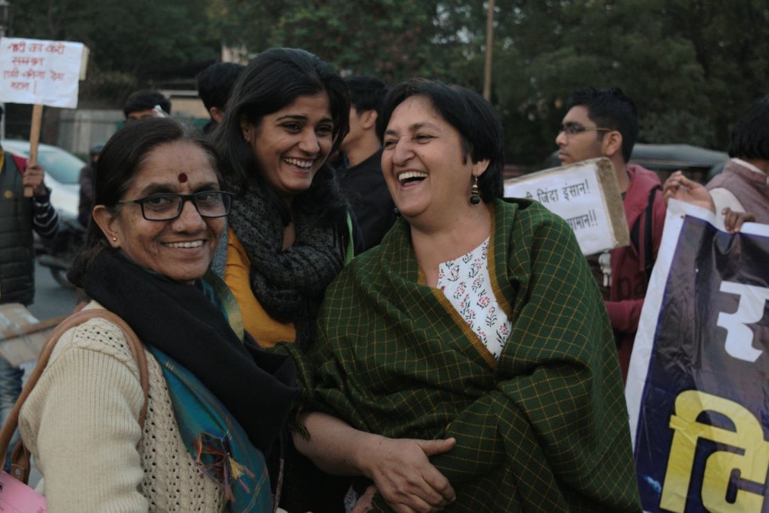 Ankita Luharia with fellow protesters at the march in Jaipur.