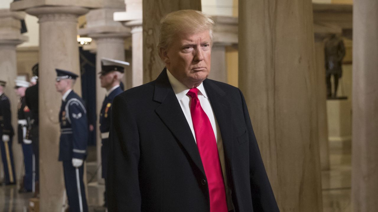 President-elect Donald Trump arrives for his inauguration ceremony at the Capitol on January 20, 2017 in Washington, DC.