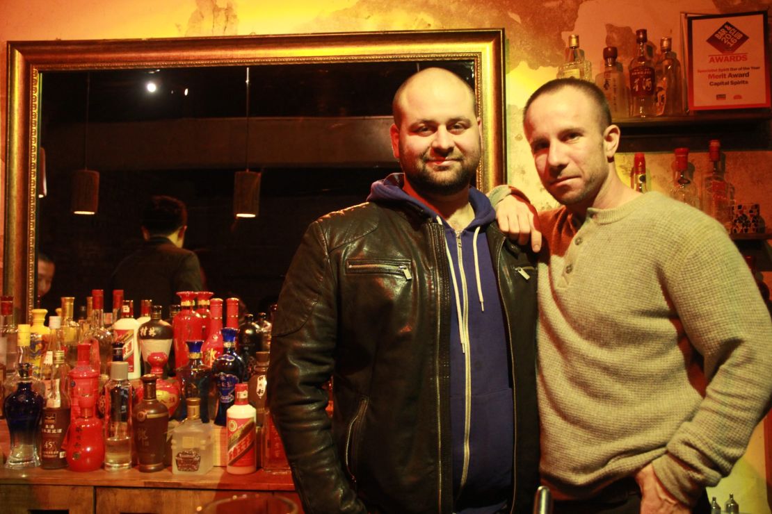 Bill Isler and David Putney, co-founders of Beijing's Capital Spirits, the world's first baijiu-themed bar. 