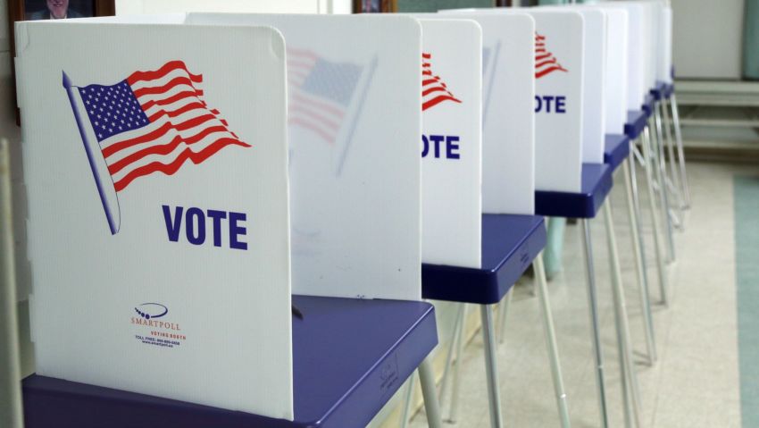 Voting booths set up inside a polling station in Christmas, Florida on November 8, 2016.