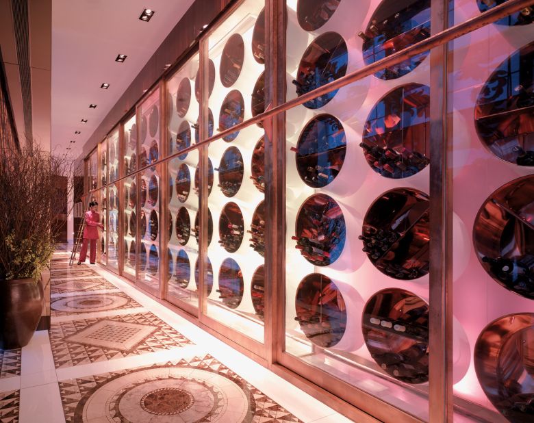 A talking point at the Pudong Shangri-La hotel, the 'wine gallery' at Jade on 36 covers an entire wall of the restaurant. Located away from direct sunlight, the copper cellar houses 1,400 bottles of temperature-controlled wines, including a prized selection of Domaine Romanée-Conti vintages.