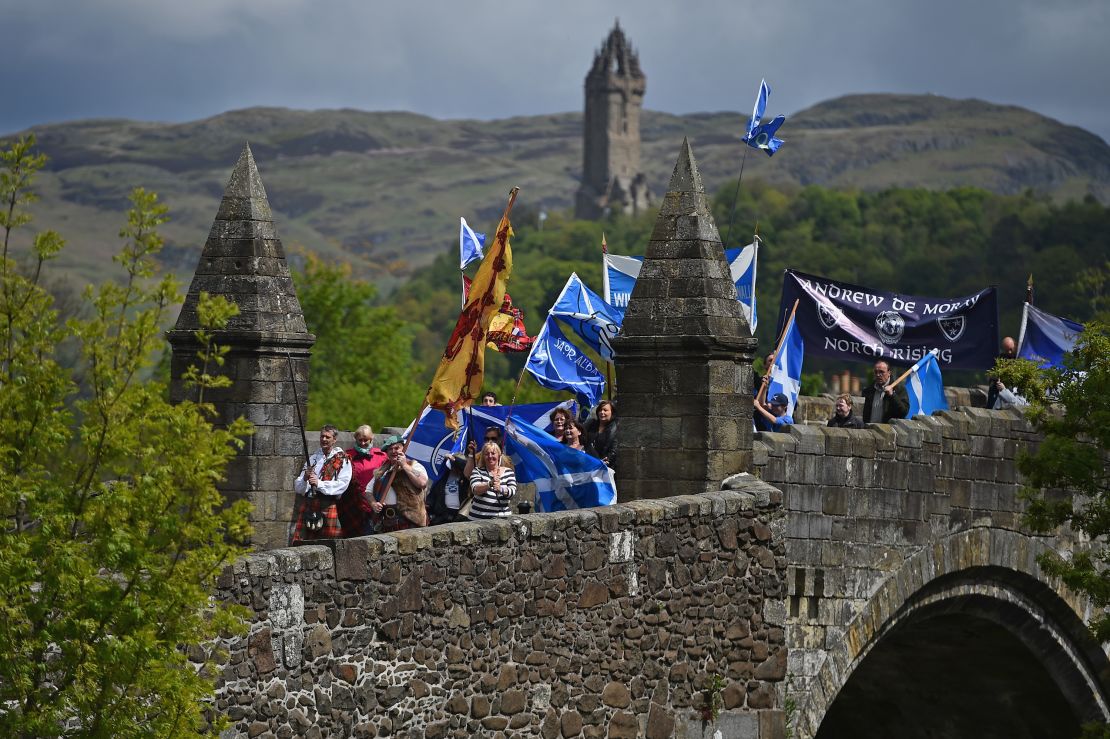 Members of the public cross the historic Stirling Bridge in 2015, following a ceremony at the Stirling Bridge Battle Site.