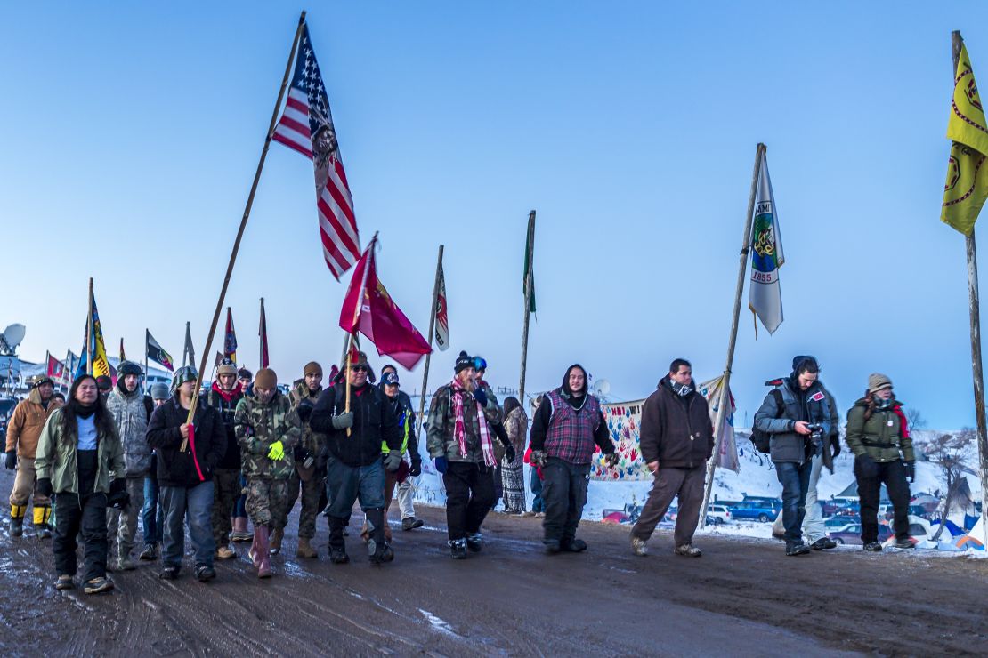 Protesters against the Dakota Access Pipeline in December 2016. 