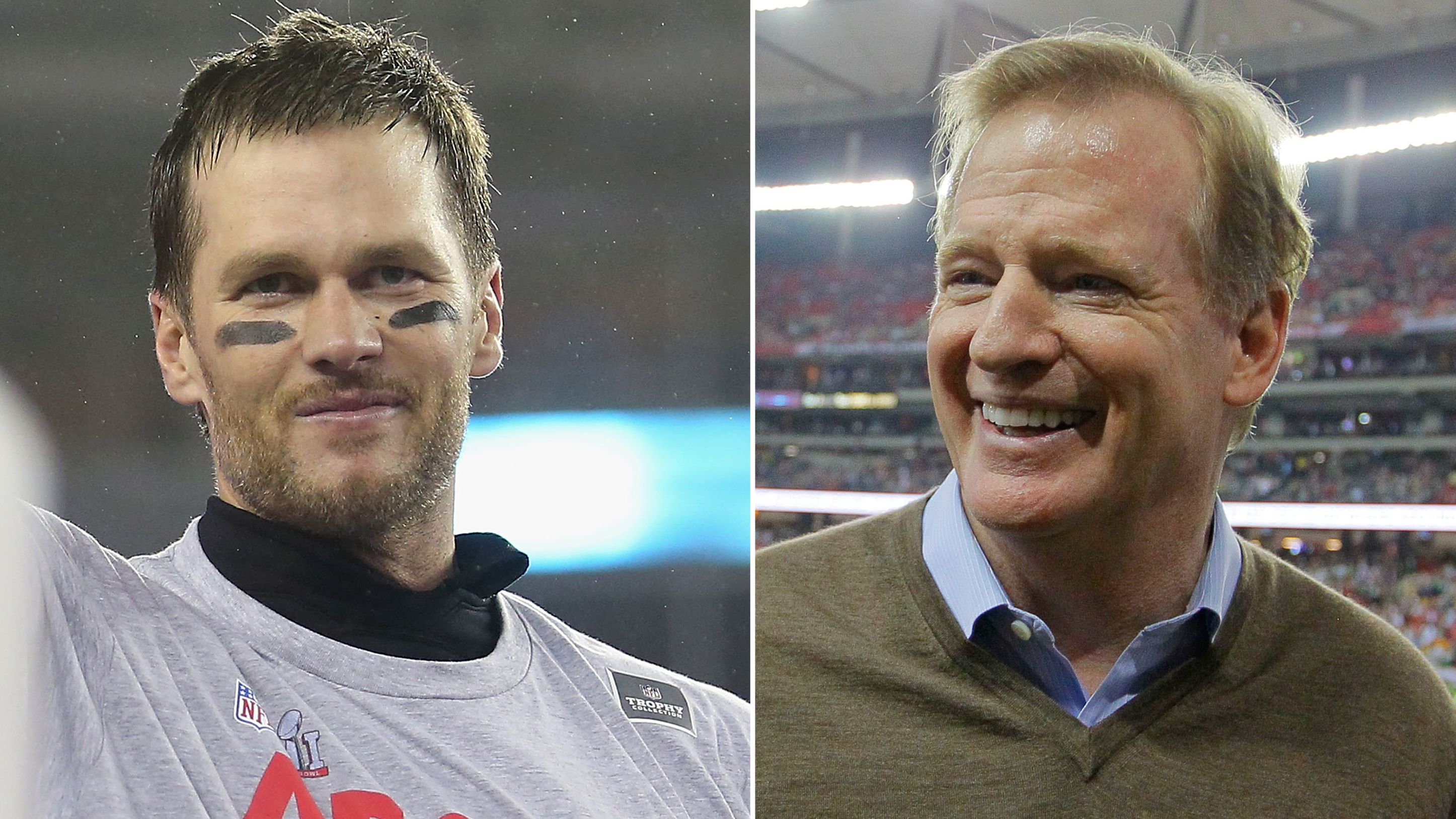 After a long Deflategate legal battle, Tom Brady (left) served his four-game suspension that was imposed by Roger Goodell (right) at the start of this season.