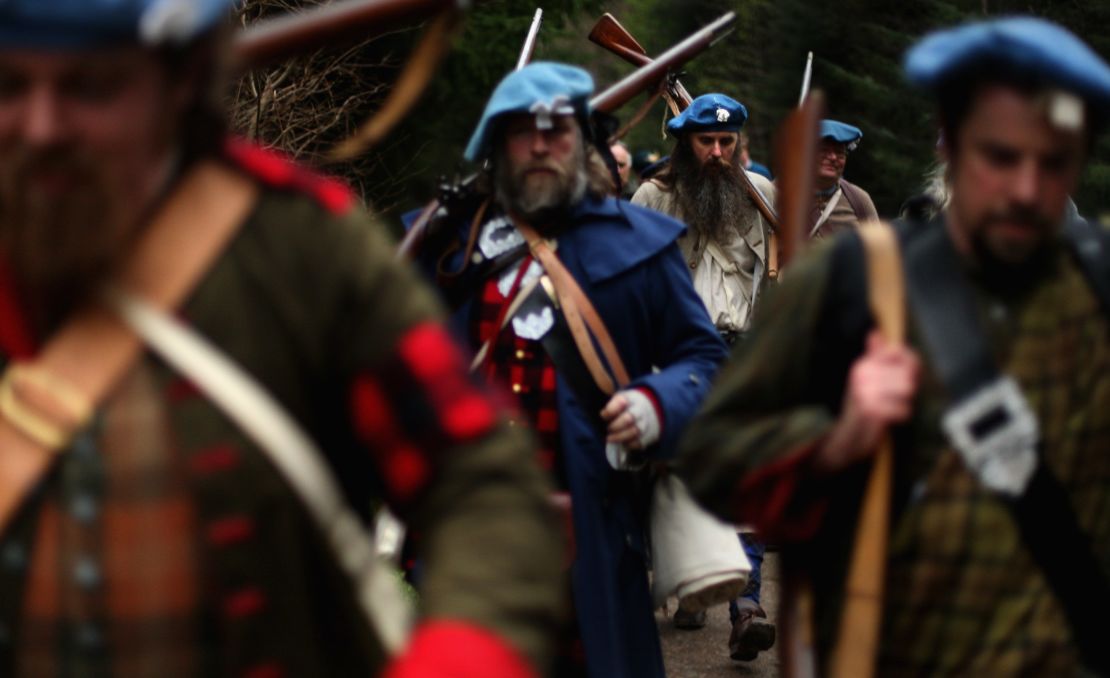Reenacting the Jacobite night march from Culloden to Nairn. The march happened on April 15, 1746.