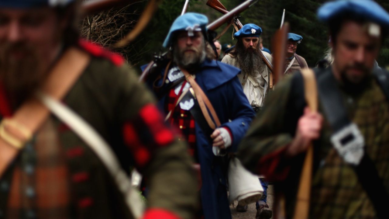 Reenacting the Jacobite night march from Culloden to Nairn. The march happened on April 15, 1746.