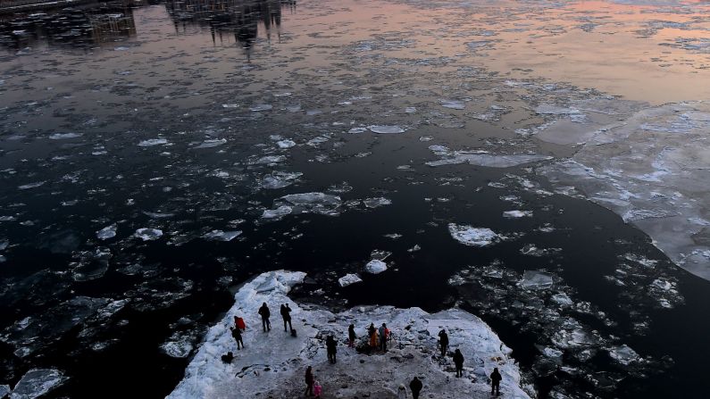 <strong>Budapest, Hungary: </strong>Cold weather also gripped Budapest mid-January, where sightseers gathered under the stone pillars of Margaret Bridge to take photos of ice floes floating down the River Danube. 