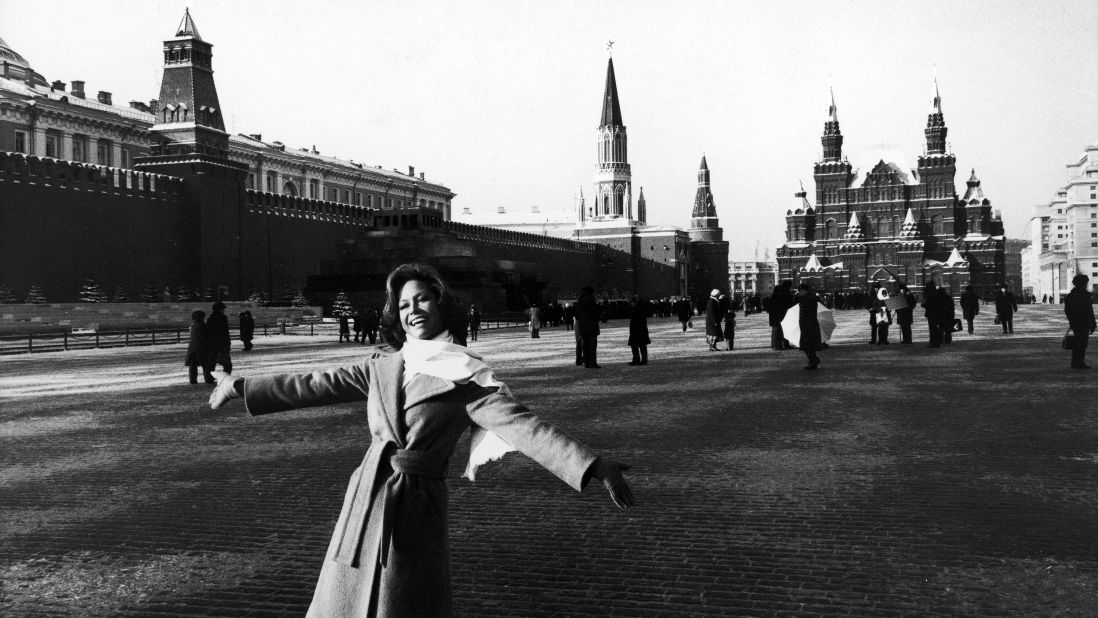 Moore visits Moscow's Red Square in 1976.