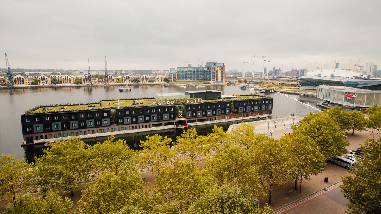 <strong>Good Hotel London: </strong>Good Hotel opened in London's Victoria Docks in late 2016, having traveled by barge from Amsterdam across the North Sea. 