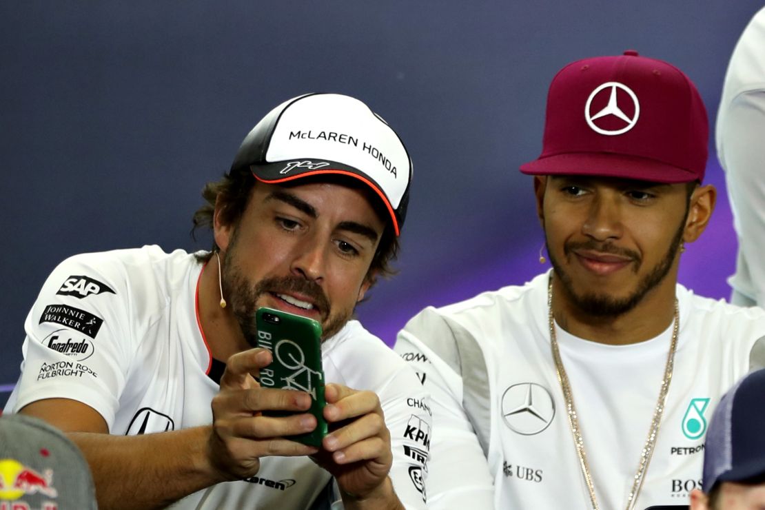 Popular drivers Fernando Alonso (left) and Lewis Hamilton are already active on social media.