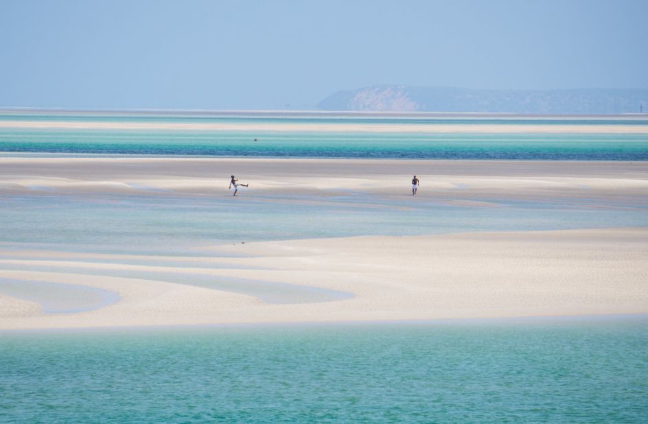 <strong>Vilanculos, Mozambique:</strong> Each day in Vilanculos, the sand bars appear when the tide goes out. Kristin Addis, CEO of Be My Travel Muse, says it's a great place to watch fishermen taking in their catch and locals playing soccer in the sand.