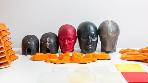 D3O conducts tests on mannequin heads to see how much impact can be absorbed via their helmet padding.