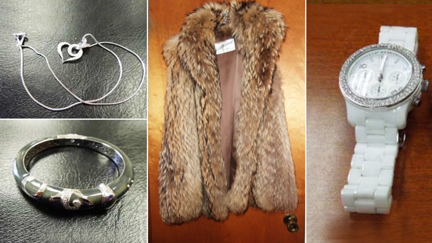 A fur coat, jewelry and a watch: Items that cashier Cynthia Mills is accused of purchasing after she allegedly embezzled $9.5 million from her former employer.