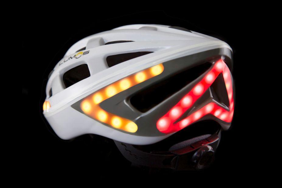 Lumos, which its creators claim is the world's first smart bicycle helmet, flashes brake lights and turn signals when the wearer slows down. 
