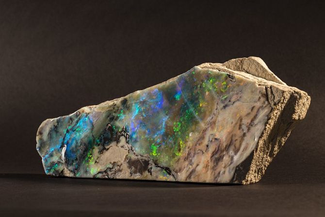 "South Australia has the perfect climate for opal creation and many of our pieces are the result of opal forming and replacing the fossils of ancient sea creatures" Oldman said. "So, where you see a specimen that seems to echo shapes of an ancient creature and pieces that look like a sea bed, like this Crouch opal, that is because our land made it possible for opal to form and fill in spaces left behind behind animals, water, shells, et cetera." 