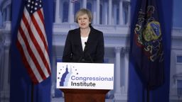 British Prime Minister Theresa May speaks at the Republicans Congressional retreat in Philadelphia, Thursday, Jan. 26, 2017. (AP Photo/Matt Rourke)