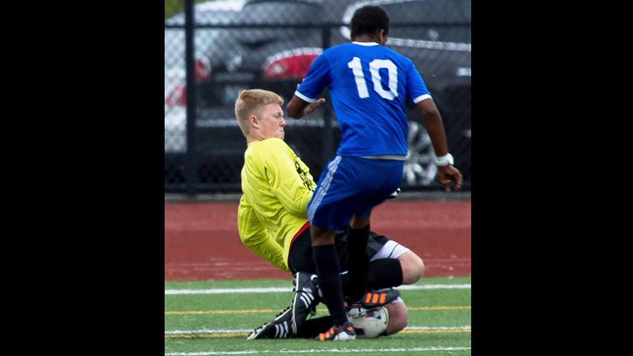 Jack Bryant playing in his last middle school soccer game in May 2015