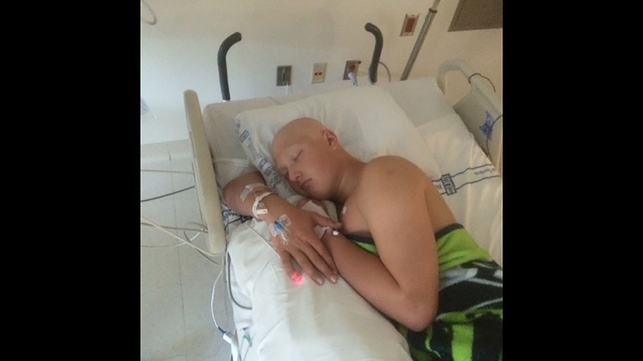 Jack Bryant during his first cancer treatment in the ICU in June 2015.