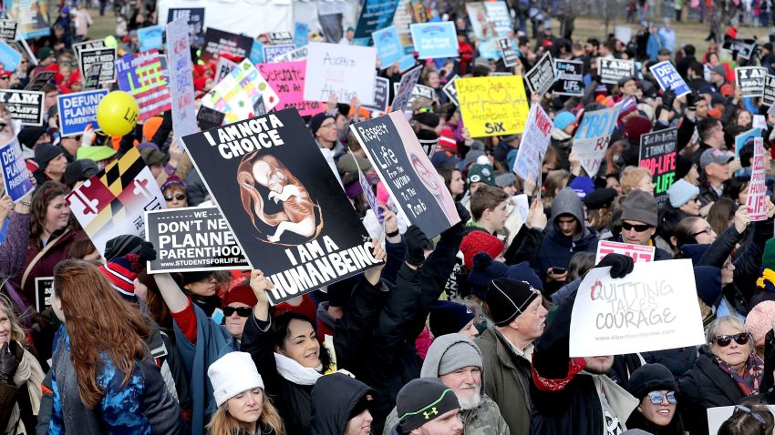 Thousands of people rally on the National Mall before the start of the 44th annual March for Life January 27, 2017 in Washington, DC. The march is a gathering and protest against the United States Supreme Court's 1973 Roe v. Wade decision legalizing abortion.  (Photo by Chip Somodevilla/Getty Images)