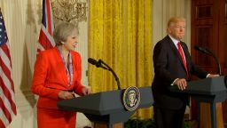 Theresa May and Donald Trump at the White House.