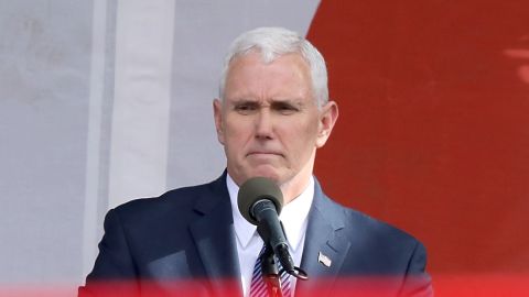 U.S. Vice President Mike Pence addresses a rally on the National Mall before the start of the 43rd annual March for Life January 27, 2017 in Washington, DC. The march is a gathering and protest against the United States Supreme Court's 1973 Roe v. Wade decision legalizing abortion.