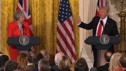 UK PM Theresa May and President Trump at a press conference