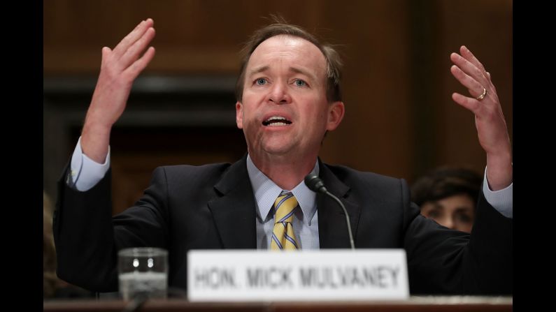 US Rep. Mick Mulvaney -- Trump's pick to lead the Office of Management and Budget -- testifies during his confirmation hearing on Tuesday, January 24. Mulvaney <a href="http://www.cnn.com/2017/01/24/politics/mick-mulvaney-hearings-omb/" target="_blank">didn't back off his views</a> that entitlement programs need revamping to survive -- and he didn't back away from some of his past statements on the matter. Trump, during his campaign, pledged not to touch Social Security or Medicare.