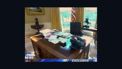 A screengrab of President Trump's desk in the Oval Office, as shown on Fox News' "Hannity."
