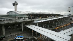 The international arrivals terminal is viewed at New York's John F. Kennedy Airport airport, October 2014 in New York City.  