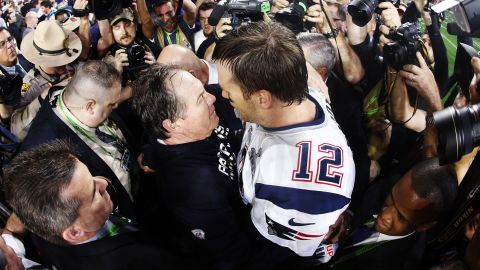 Legend has it that if Bill Belichick hugs you, you will win the Super Bowl. 