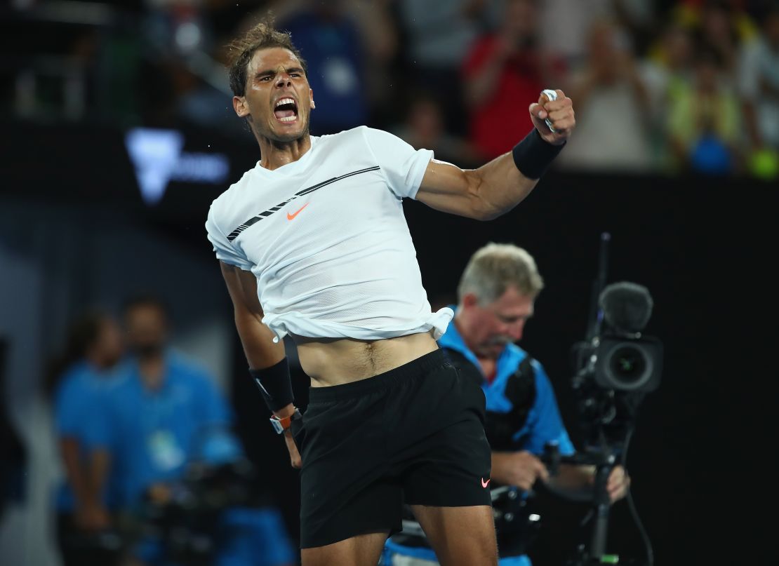 Rafael Nadal after winning his fourth-round match at this year's Australian Open. 