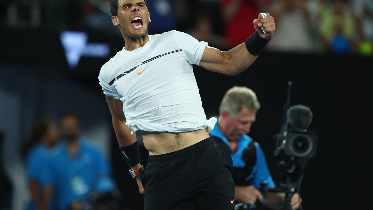 Rafael Nadal after winning his fourth-round match at this year's Australian Open. 