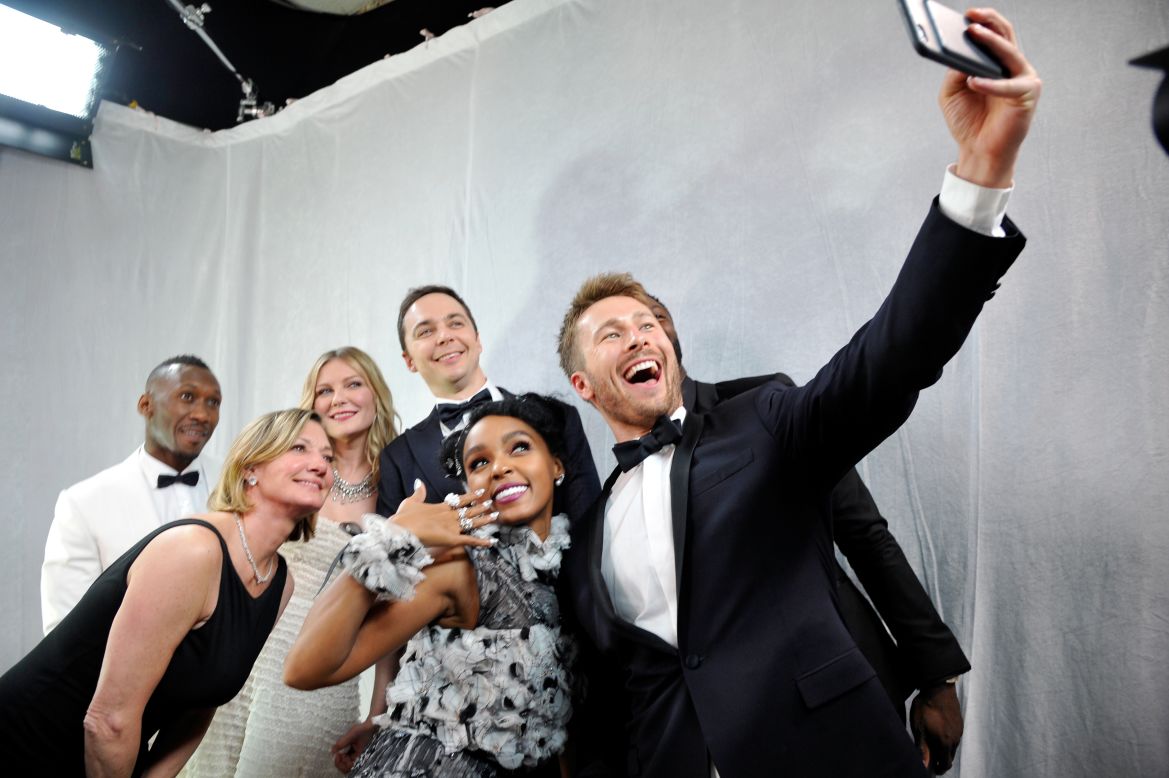Cast members from "Hidden Figures" take a selfie together. They won Outstanding Performance by a Cast in a Motion Picture.