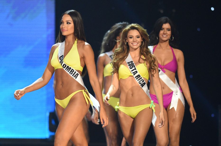 Miss Universe contestants in their swimsuits during the preliminary competition on January 26.