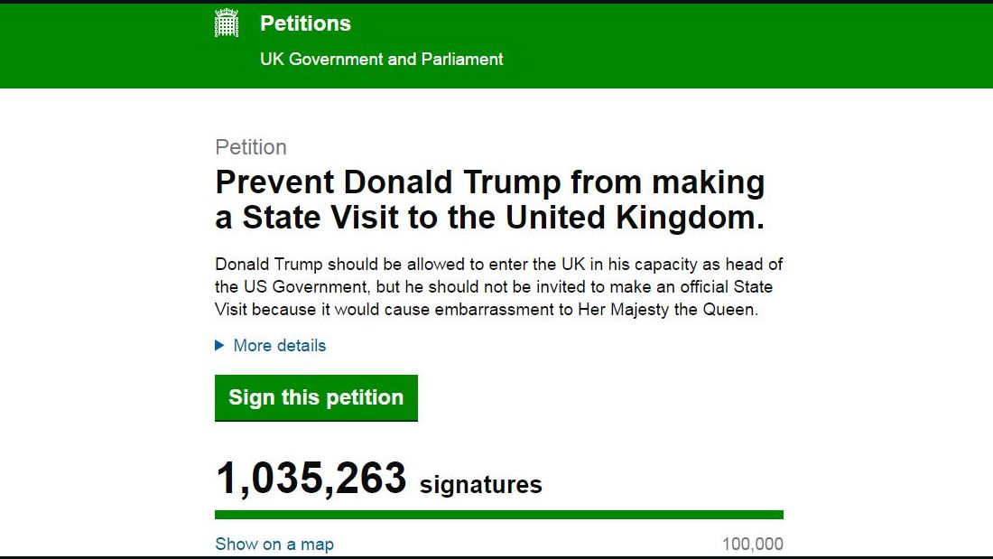 Any petition that gains more than 100,000 signatures must be considered for debate in Parliament. 