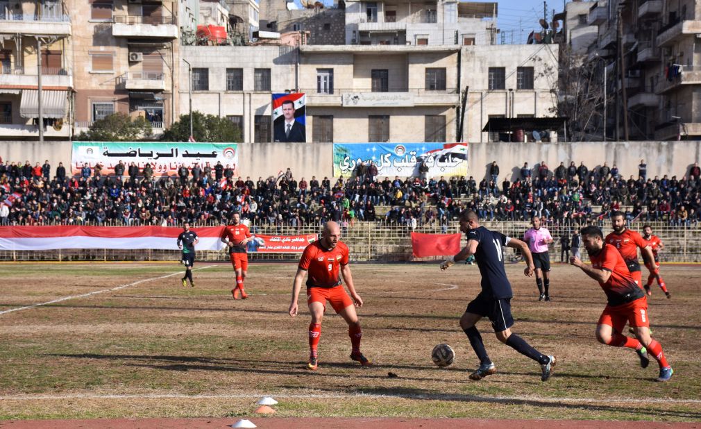 Al-Ittihad beat local rival Al-Hurriya 2-1 in its first match on home turf since rebels took eastern Aleppo in 2012.