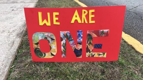 Sign says we are one