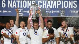 PARIS, FRANCE - MARCH 19:  Dylan Hartley of England lifts the RBS Six Nations trophy after England won the Grand Slam during the RBS Six Nations match between France and England at Stade de France on March 19, 2016 in Paris, France.  (Photo by Steve Bardens/Getty Images)