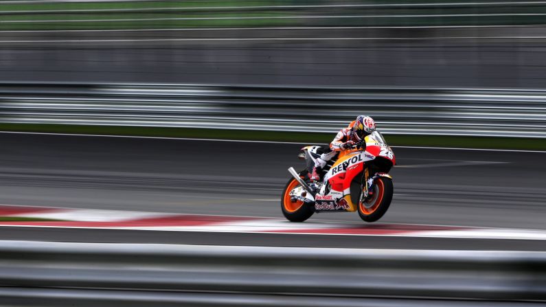 MotoGP rider Dani Pedrosa takes part in a preseason test session near Kuala Lumpur, Malaysia, on Monday, January 30. The new season starts in March.