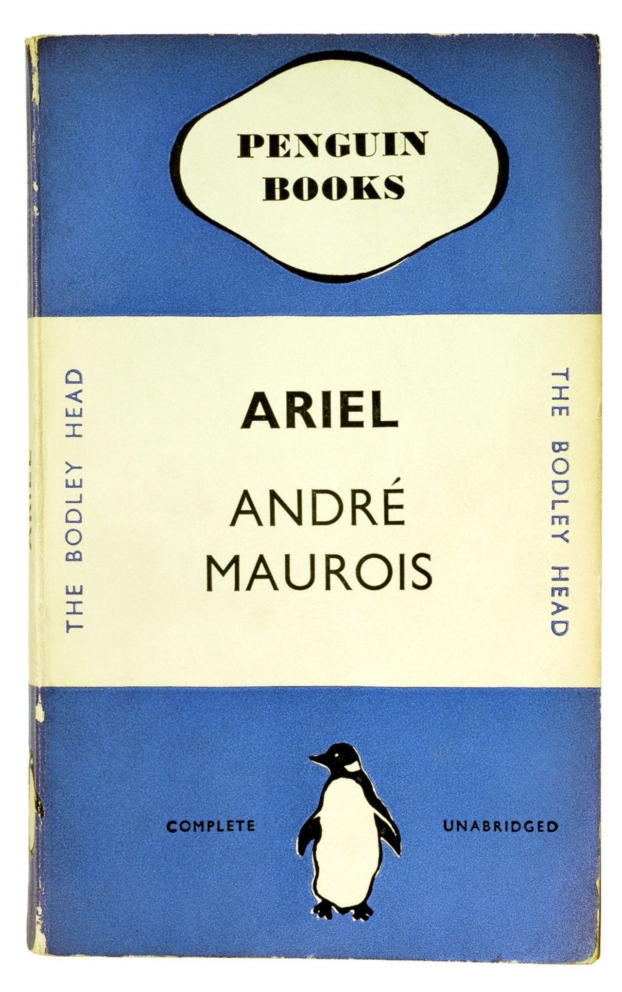 Penguin's classic covers originate from the publishing house's first book, "Ariel," by André Maurois, published in 1935. It was designed by Penguin's first production manager, Edward Young. This was also the birth of the distinctive Penguin logo, which Young sketched using the penguins at London Zoo as models.<br />