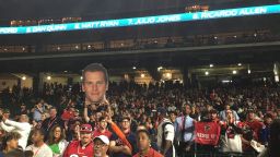 Fans at Super Bowl Opening Night at Minute Maid Park in Houston