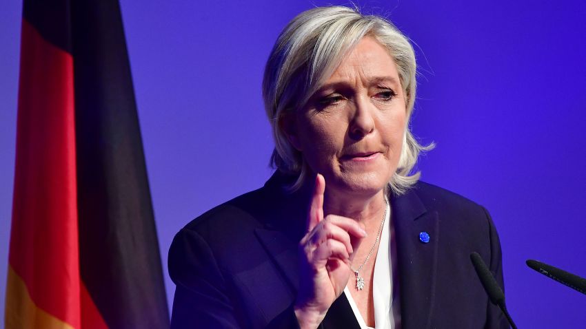 KOBLENZ AM RHEIN, GERMANY - JANUARY 21:   Marine Le Pen, leader of the French Front National political party, speaks at a conference of European right-wing parties on January 21, 2017 in Koblenz, Germany. In an event hosted by the Europe of Nations and Freedom political group of the European Parliament, leading members of the Front National of France, the Alternative for Germany (AfD), the Lega Nord of Italy, the Austria Freedom Party and the PVV party of the Netherlands are meeting for a one-day conference. France, the Netherlands and Germany all face national elections this year and in each case right-wing populists are in a strong position. (Photo by Thomas Lohnes/Getty Images)