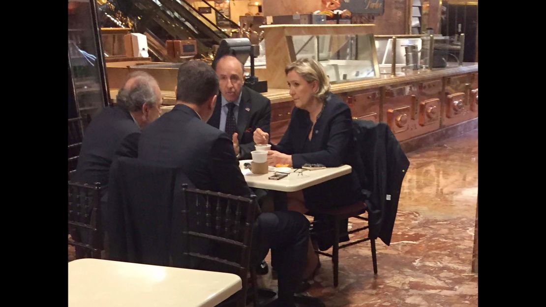 Le Pen was spotted at Trump Tower in Manhattan prior to Donald Trump's inauguration.