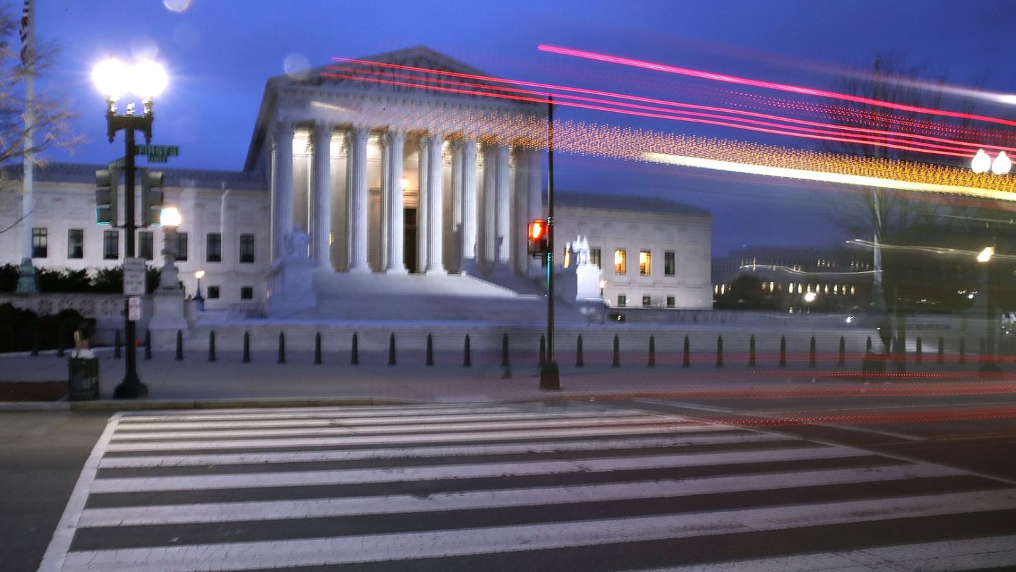 A bus passes the Supreme Court building in Washington on January 31, 2017.