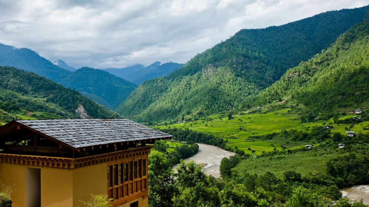 <strong>COMO Uma Punakha, Bhutan:</strong> With sweeping views of the Himalayas, this remote refuge in the heart of Bhutan overlooks the Mo Chhu River swirling through rice paddies, and offers many spa indulgences.