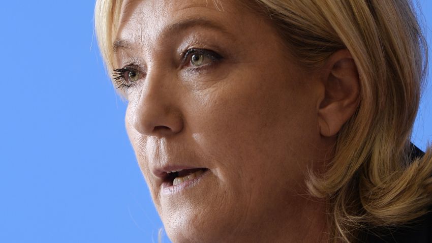 Head of the French far-right Front National (FN) party, Marine Le Pen gives a press conference at the FN headquarters in Nanterre on February 6, 2015. AFP PHOTO / MIGUEL MEDINA        (Photo credit should read MIGUEL MEDINA/AFP/Getty Images)