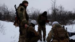 Ukrainian soldiers from the 72nd brigade in training on the outskirts of Avdiivka.