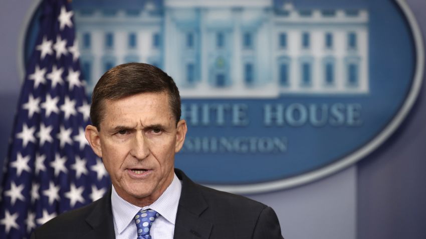 WASHINGTON, DC - FEBRUARY 01:  National Security Adviser Michael Flynn answers questions in the briefing room of the White House February 1, 2017 in Washington, DC. Flynn said the White House is "officially putting Iran on notice" for a recent missile test and support for Houthi rebels in Yemen.  (Photo by Win McNamee/Getty Images)