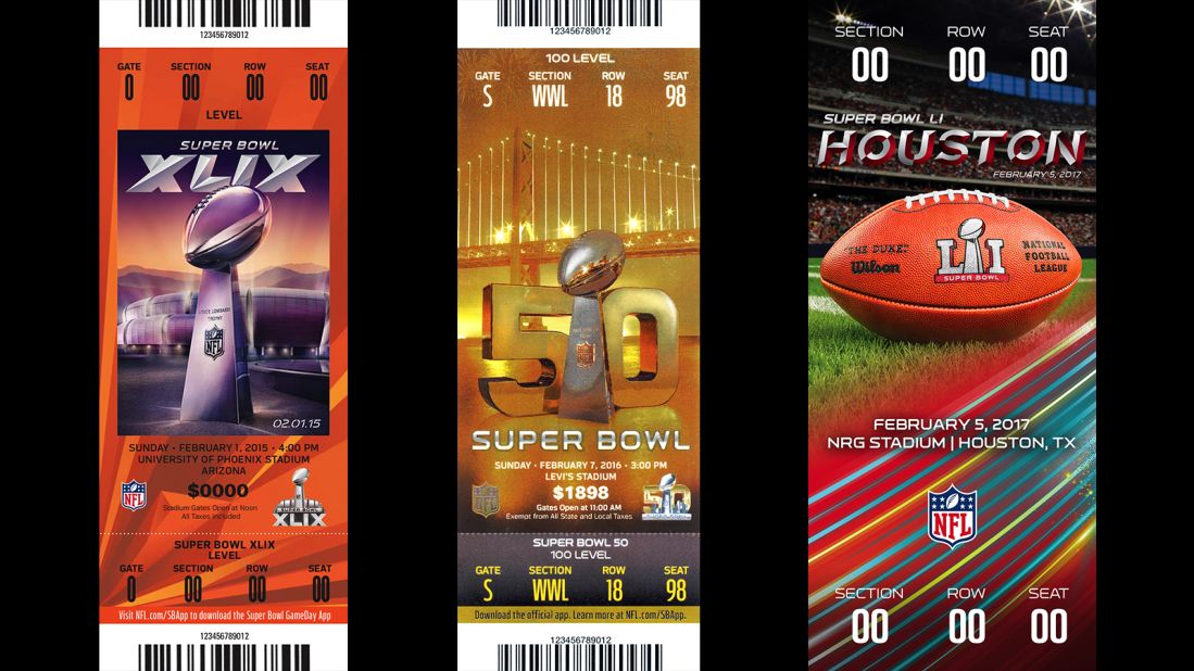 Super Bowl ticket designs