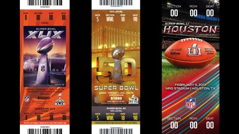 Tickets for Super Bowls XLIX, 50 and LI.  